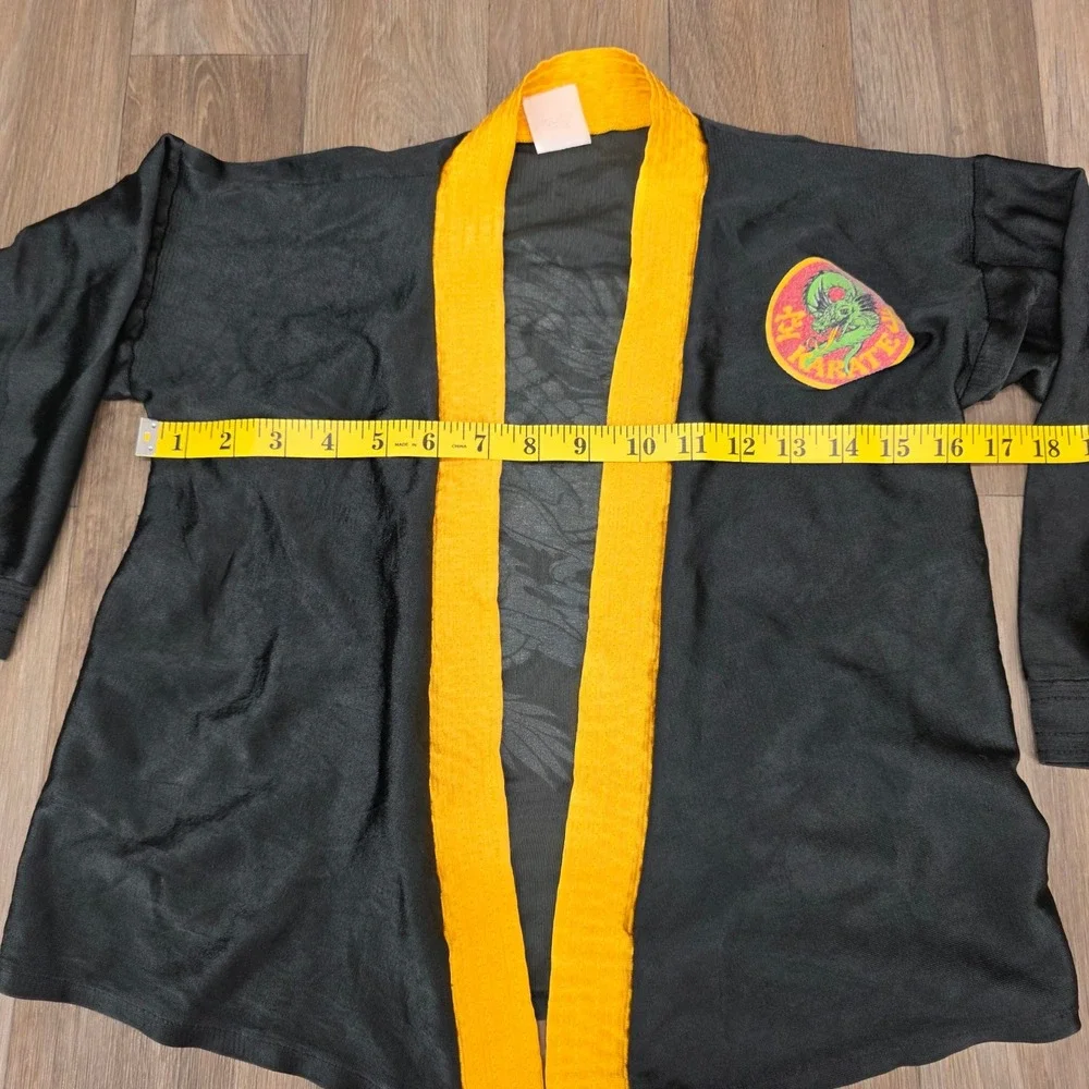 Vintage Kids Karate Dragon Jacket Black Yellow Martial Arts Uniform Youth Large